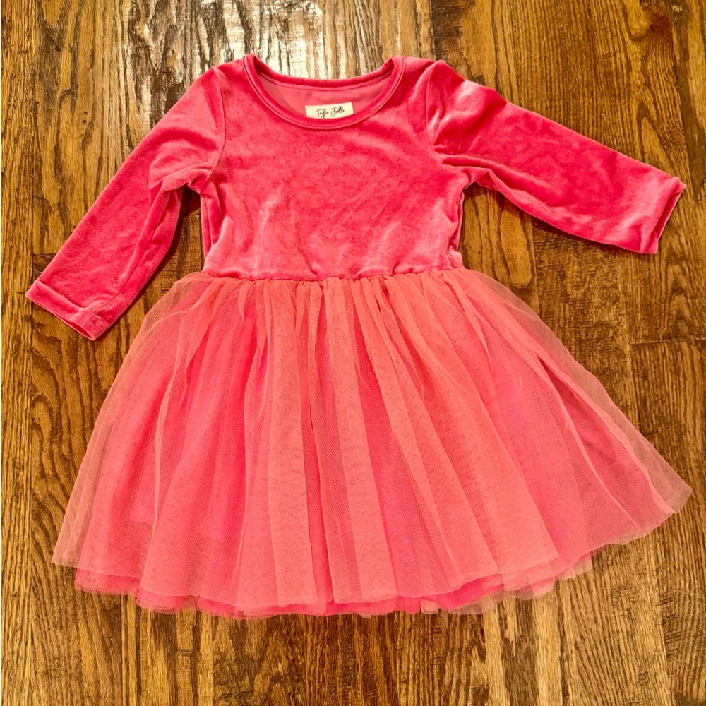 Velvet and Tulle Pink Kids Dress